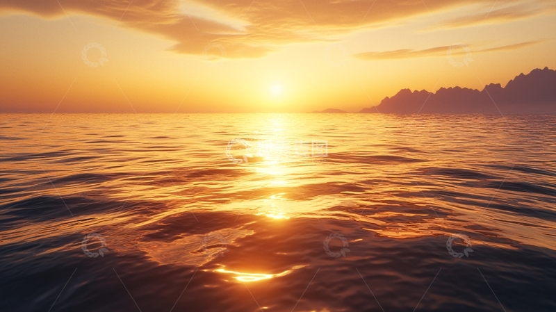 高清大图下载【趣麦麦图】海面日落的壮丽景色