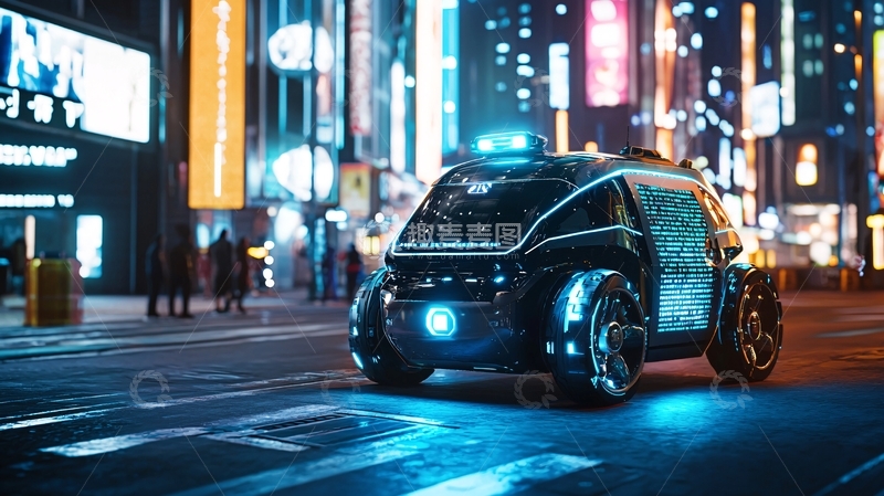 高清大图下载【趣麦麦图】夜间城市自动驾驶汽车