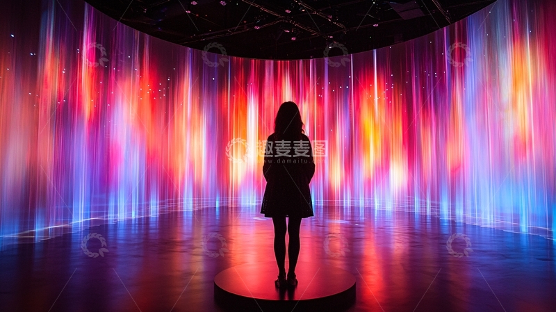 高清大图下载【趣麦麦图】绚丽光影中的孤独身影