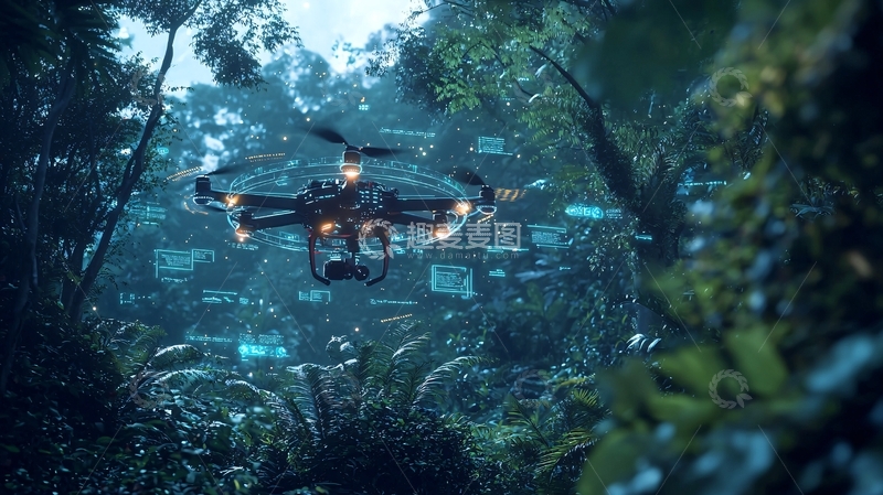 高清大图下载【趣麦麦图】无人机雨林飞行