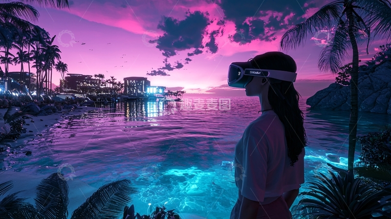 高清大图下载【趣麦麦图】虚拟现实海滩