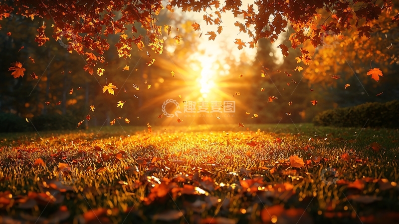 高清大图下载【趣麦麦图】秋日阳光洒在草地