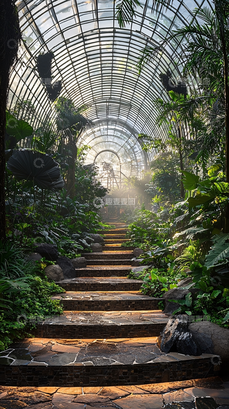 高清大图下载【趣麦麦图】热带植物温室内部
