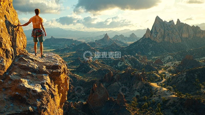 高清大图下载【趣麦麦图】站在山顶的登山者