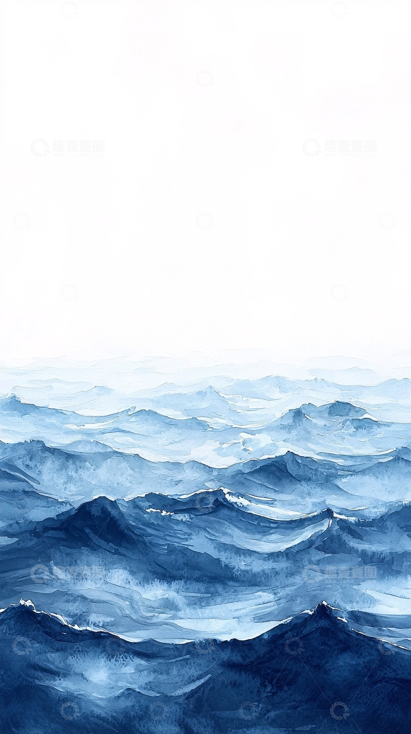 高清大图下载【趣麦麦图】蔚蓝色的波涛起伏的海洋
