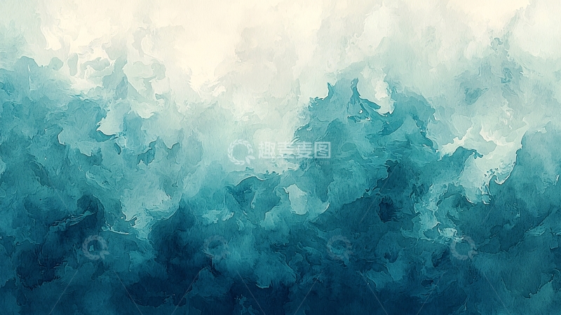 高清大图下载【趣麦麦图】水彩风格的蓝色晕染
