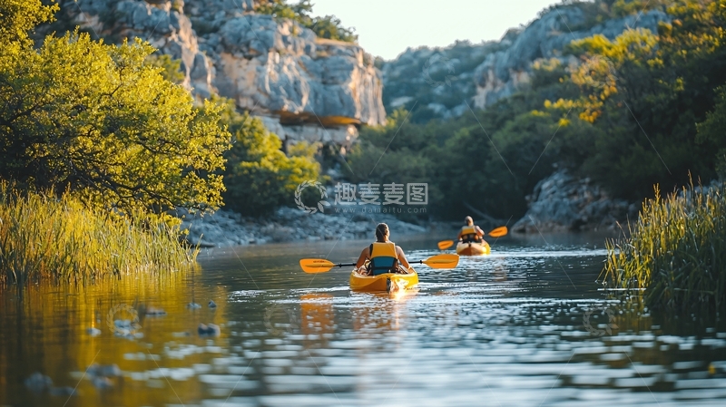 高清大图下载【趣麦麦图】河流上的皮划艇运动