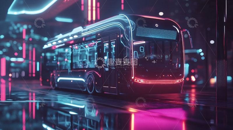 高清大图下载【趣麦麦图】未来派公交车