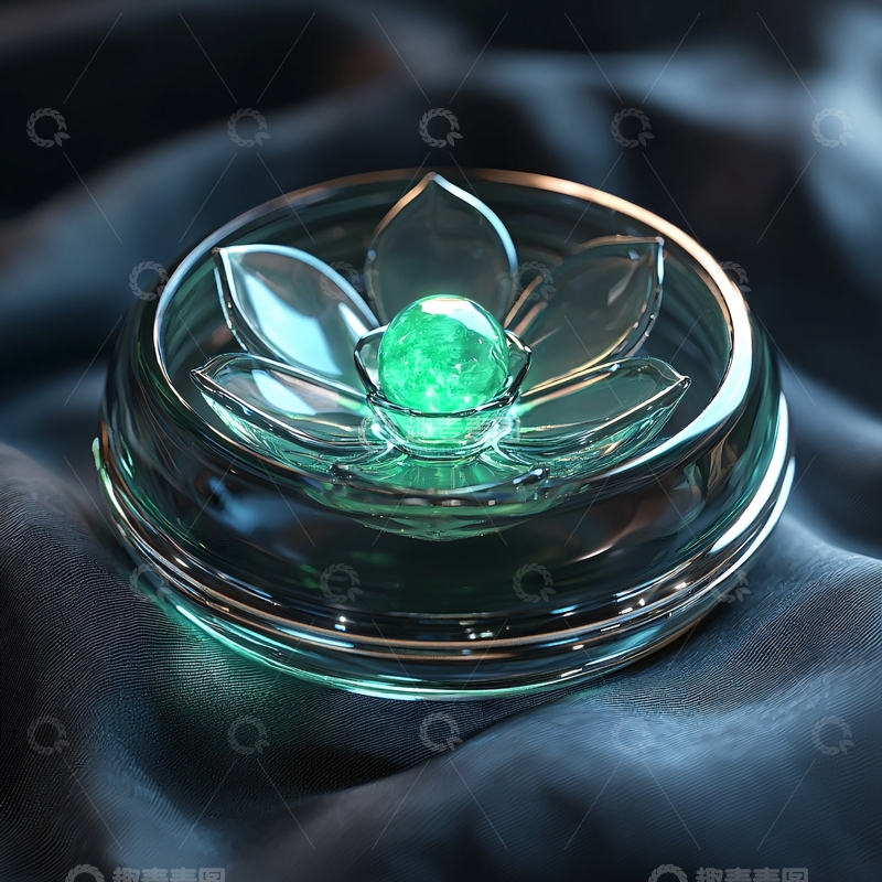 高清大图下载【趣麦麦图】玻璃花瓣中央绿宝石