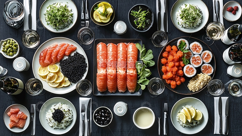 高清大图下载【趣麦麦图】俯视角度的精致餐桌