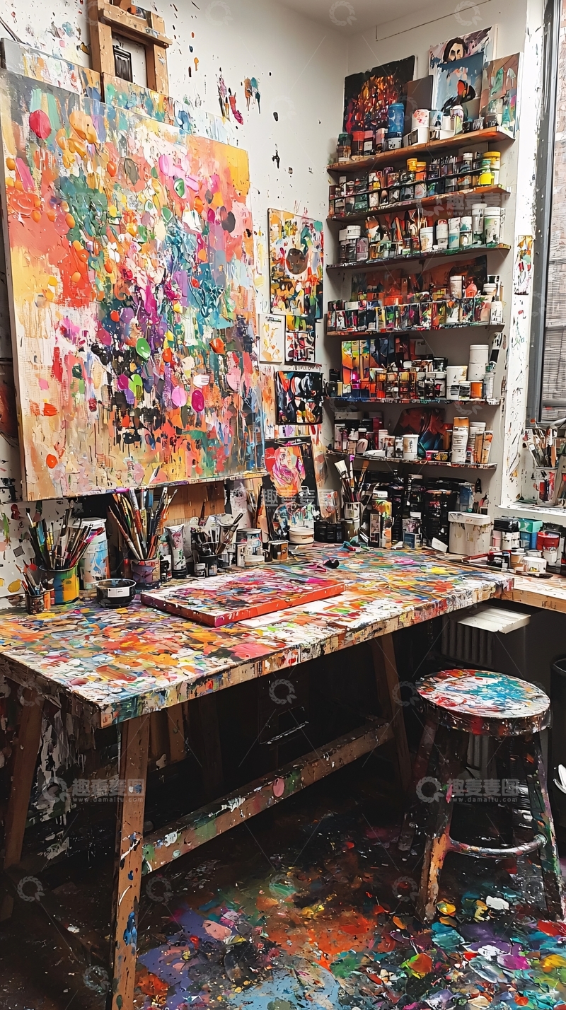 高清大图下载【趣麦麦图】色彩斑斓的艺术家工作室