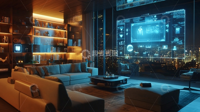 高清大图下载【趣麦麦图】未来科技感客厅