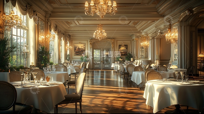 高清大图下载【趣麦麦图】豪华餐厅内部场景
