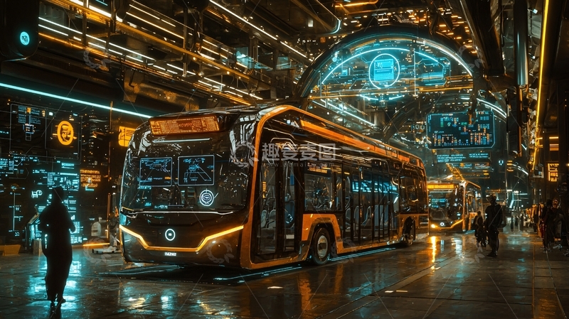 高清大图下载【趣麦麦图】未来城市公交车