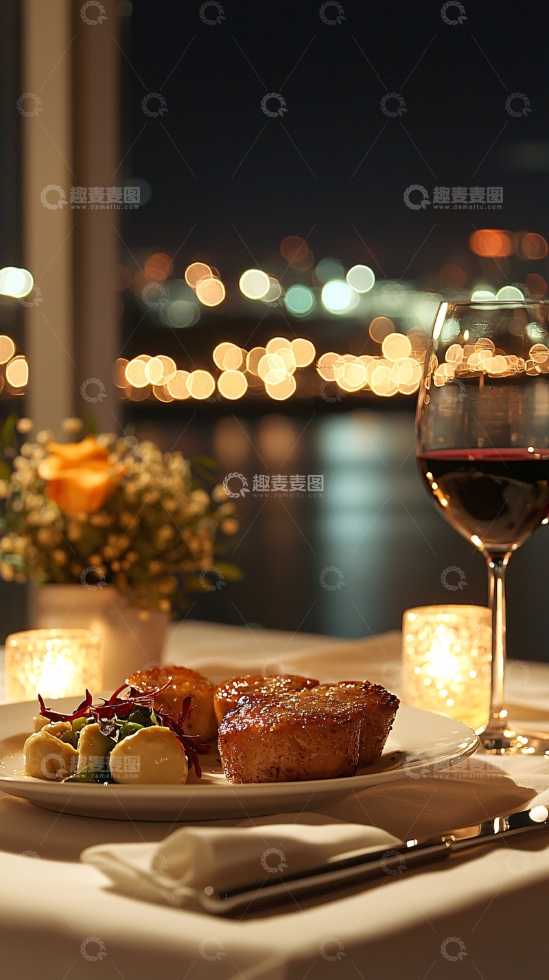 高清大图下载【趣麦麦图】浪漫晚餐烛光氛围