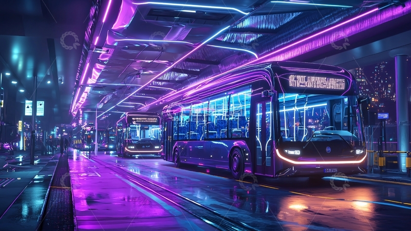 高清大图下载【趣麦麦图】未来科技感公交车