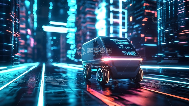 高清大图下载【趣麦麦图】未来派自动驾驶送货车