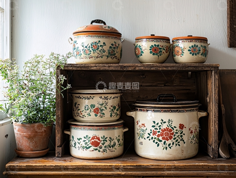 高清大图下载【趣麦麦图】复古风格花纹瓷罐