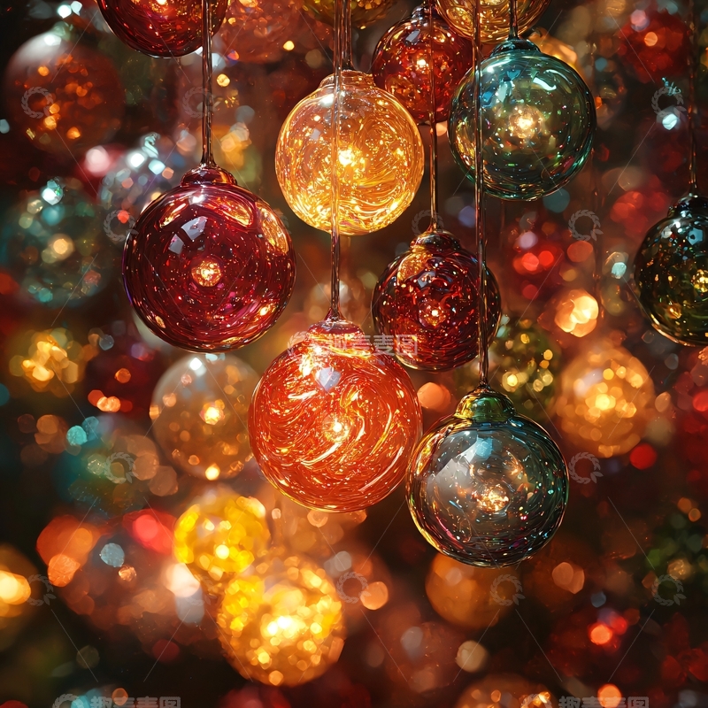 高清大图下载【趣麦麦图】彩色圣诞球挂饰