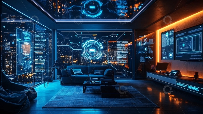 高清大图下载【趣麦麦图】未来科技感客厅