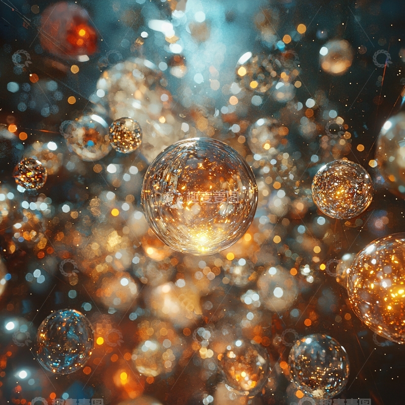 高清大图下载【趣麦麦图】金色光芒下的球体漂浮
