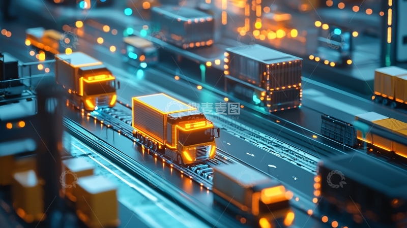 高清大图下载【趣麦麦图】未来科技感卡车运输