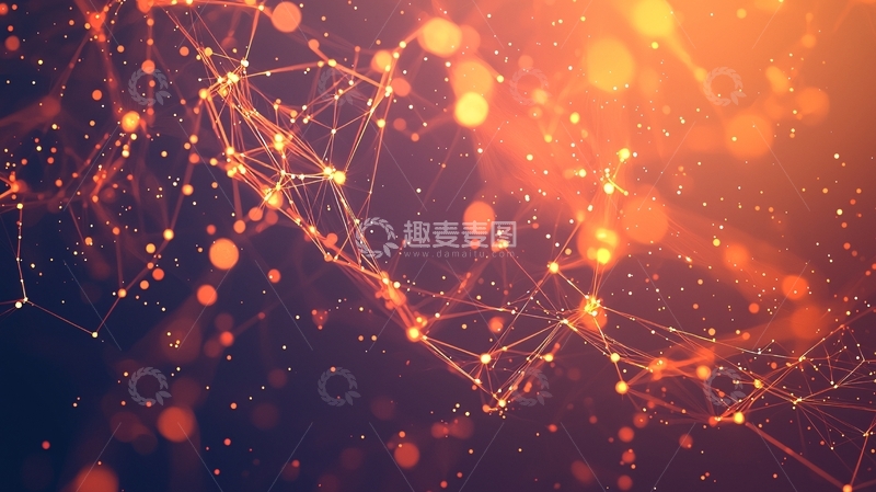 高清大图下载【趣麦麦图】橙色光点连接网络