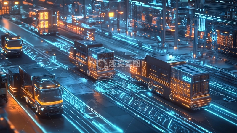 高清大图下载【趣麦麦图】未来科技感卡车运输