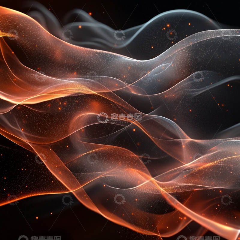 高清大图下载【趣麦麦图】橙色烟雾状流动线条