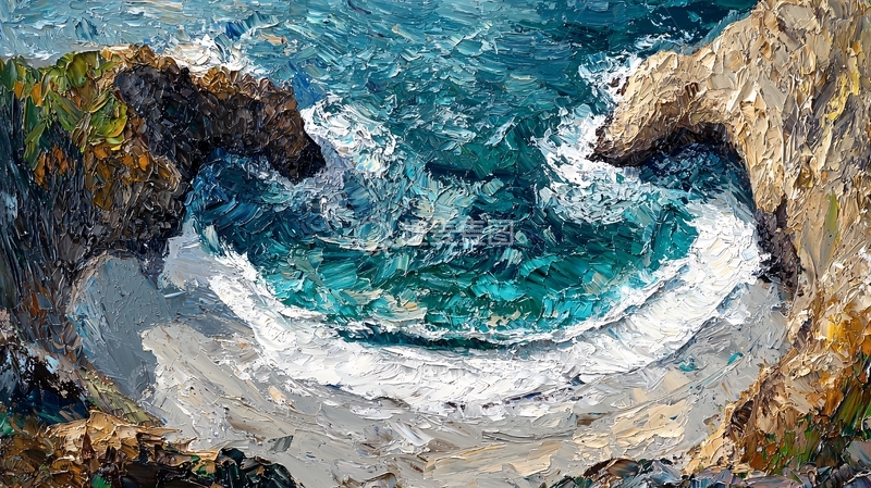 高清大图下载【趣麦麦图】海湾油画风格图