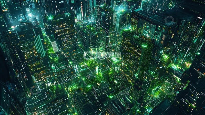 高清大图下载【趣麦麦图】夜幕下的未来都市