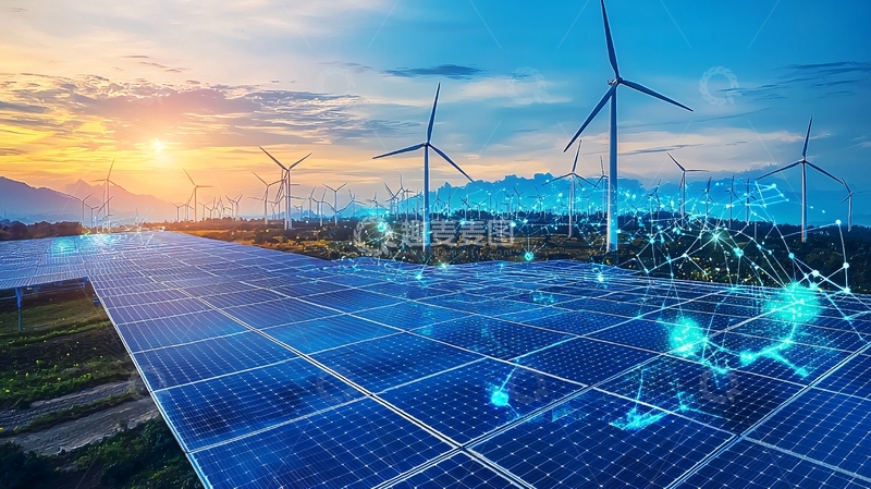 高清大图下载【趣麦麦图】风力发电和太阳能发电