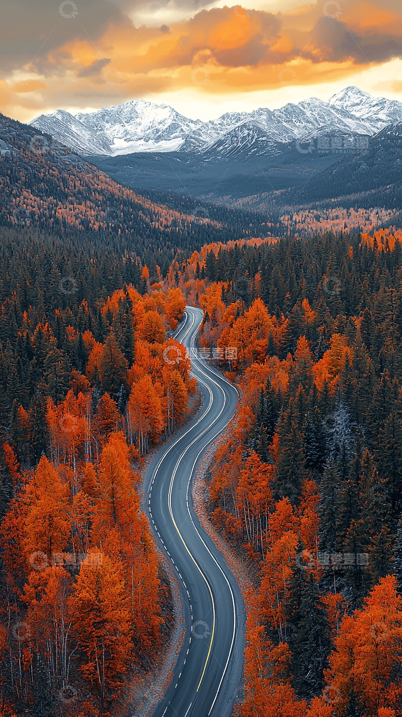 高清大图下载【趣麦麦图】秋日山间公路风景