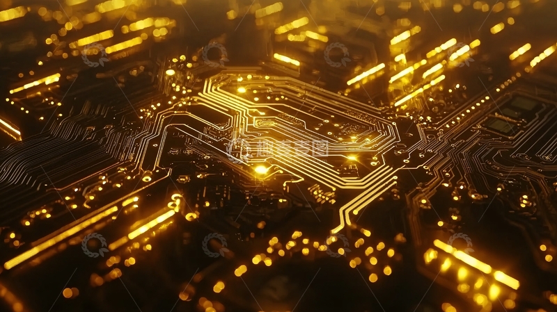 高清大图下载【趣麦麦图】金色电路板