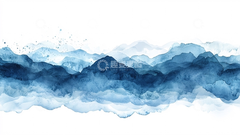 高清大图下载【趣麦麦图】水墨山峰渐变长图