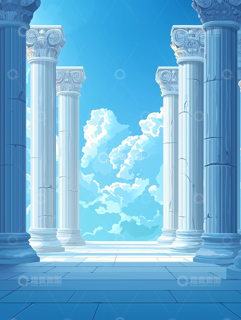 高清大图下载【趣麦麦图】天空之镜般的柱廊