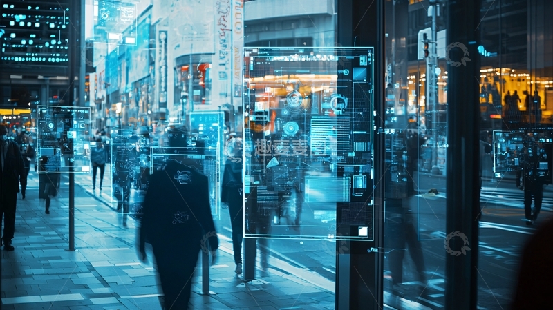 高清大图下载【趣麦麦图】夜幕下都市人群智能识别