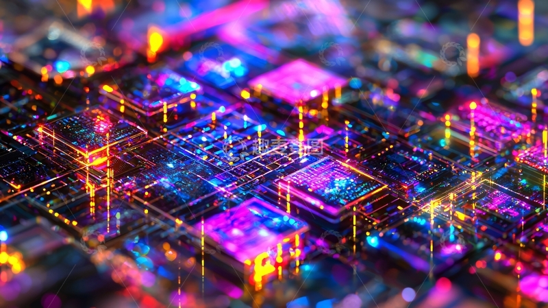 高清大图下载【趣麦麦图】炫彩科技感电路板