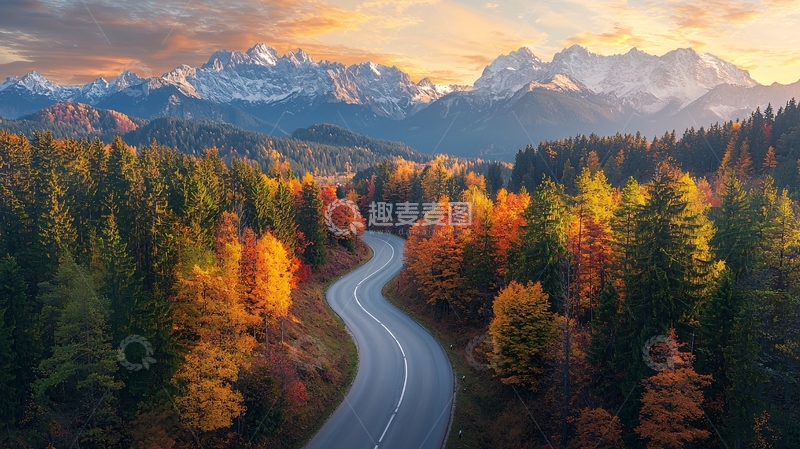 高清大图下载【趣麦麦图】秋日山路风景