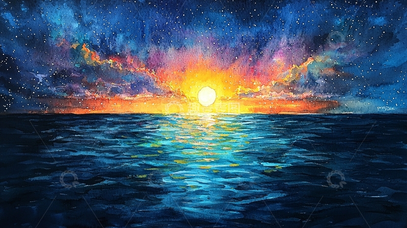 高清大图下载【趣麦麦图】海上日出