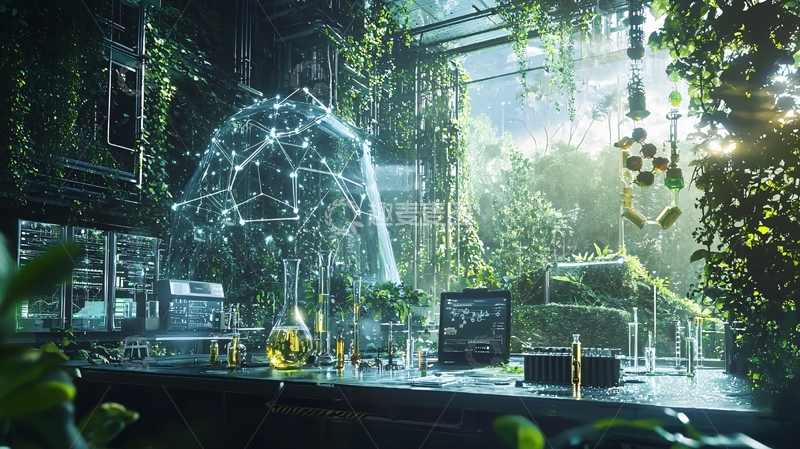 高清大图下载【趣麦麦图】废弃实验室被植物覆盖