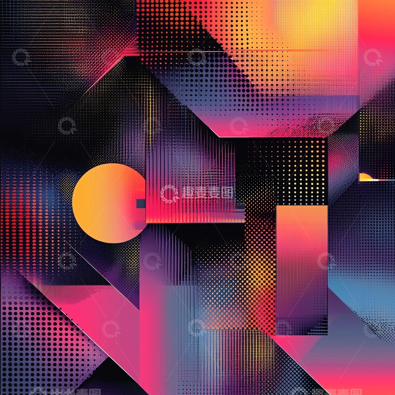高清大图下载【趣麦麦图】抽象几何渐变风格