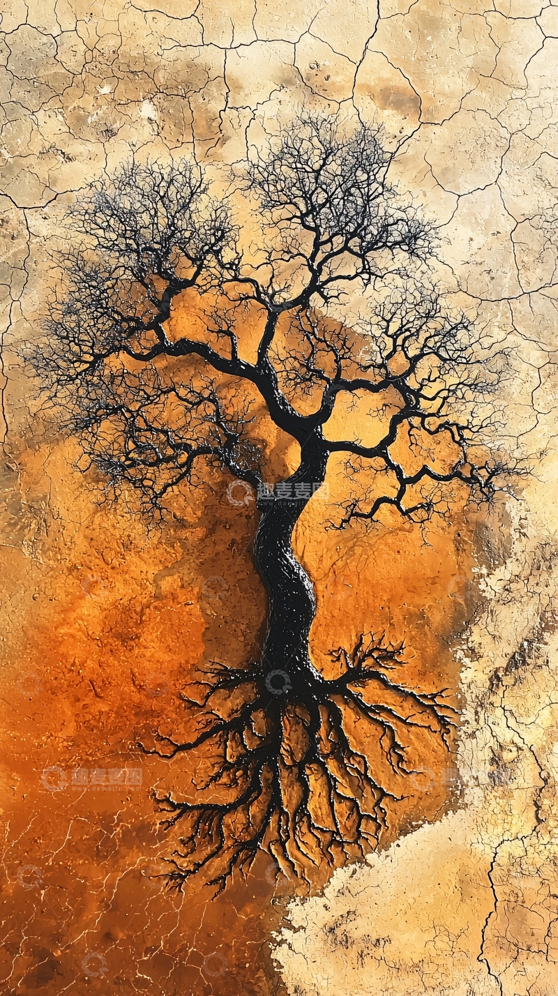 高清大图下载【趣麦麦图】干旱土地上孤零零的树