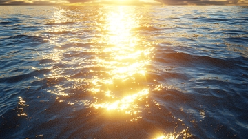 金色阳光洒在海面上波光粼粼