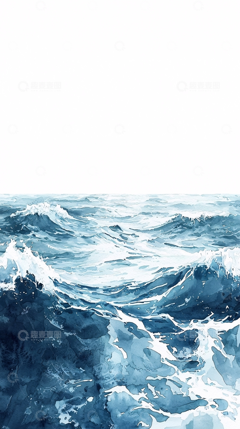 高清大图下载【趣麦麦图】水彩大海