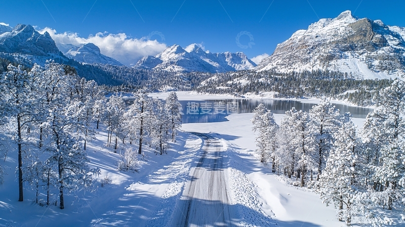 高清大图下载【趣麦麦图】冬季雪山湖泊风光