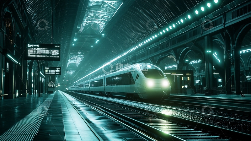 高清大图下载【趣麦麦图】未来科技感火车站