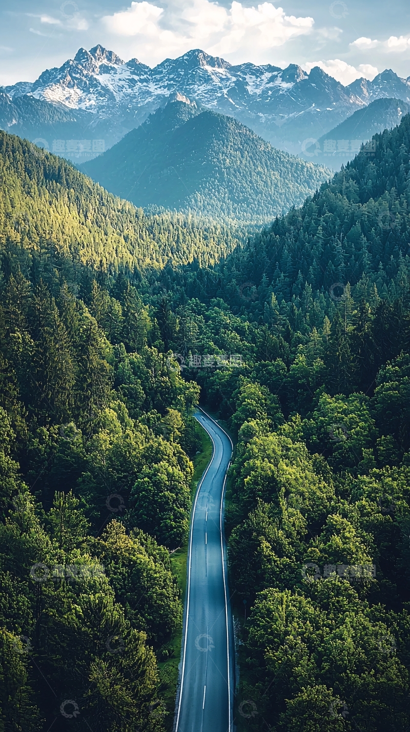 高清大图下载【趣麦麦图】山间公路风景如画