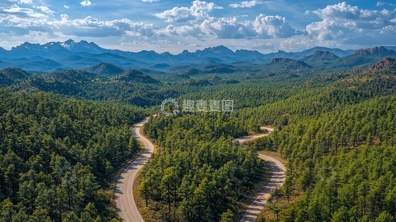 高清大图下载【趣麦麦图】蜿蜒公路穿梭绿色山林