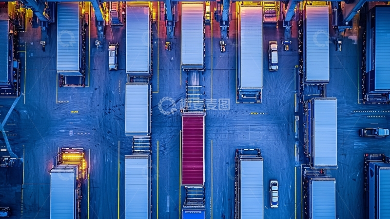 高清大图下载【趣麦麦图】卡车车队鸟瞰图